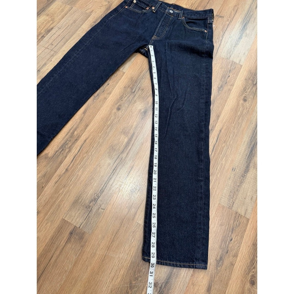 Levi's 501 Original Button Fly Jeans Dark Wash Straight Leg W29 L30 Water Less - Picture 9 of 10